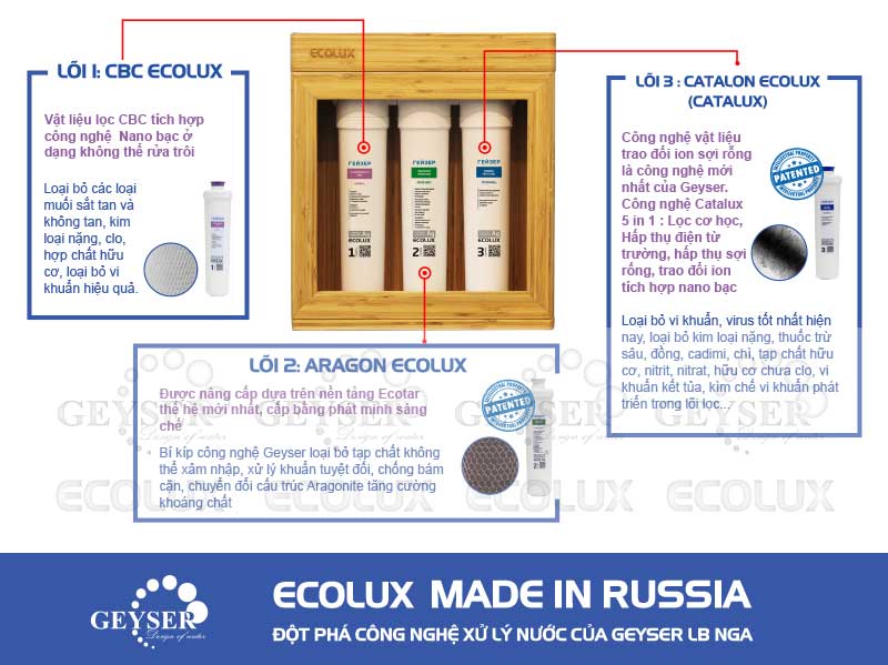 Cấu tạo Máy lọc nước Geyser ECOLUX A - Made in Russia