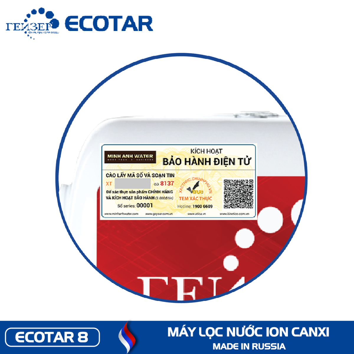 Tem bảo hành trên máy Geyser Ecotar 8